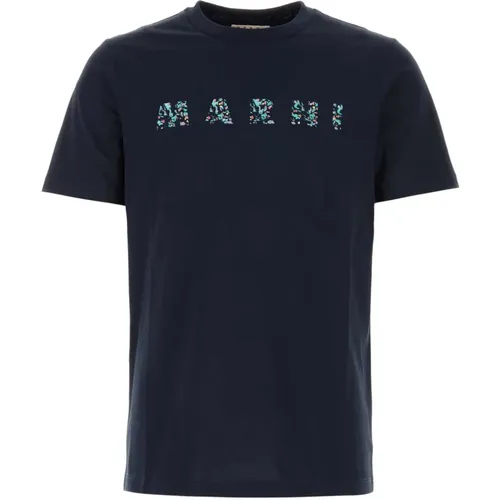 Midnight Baumwoll T-Shirt , Herren, Größe: XL - Marni - Modalova