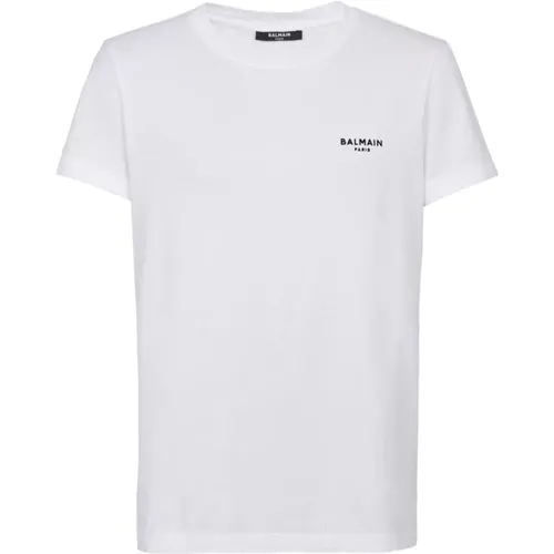 Flocked T-Shirt , male, Sizes: 2XL, S, M, L, XL, 3XL - Balmain - Modalova