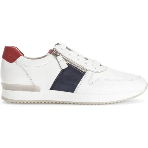 Graue Lederkorb-Sneaker Blau/Weiß/Rot , Damen, Größe: 40 EU - Gabor - Modalova