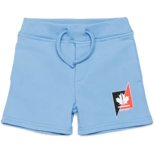 Kinder Blaue Blatt Logo Shorts - Dsquared2 - Modalova