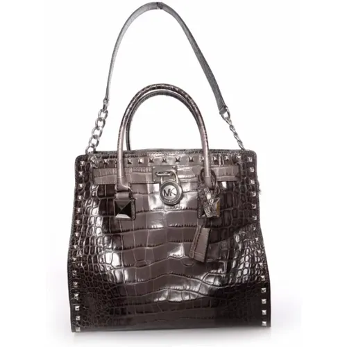 Croc embossed Hamilton tote with silver hardware , female, Sizes: ONE SIZE - Michael Kors Pre-owned - Modalova