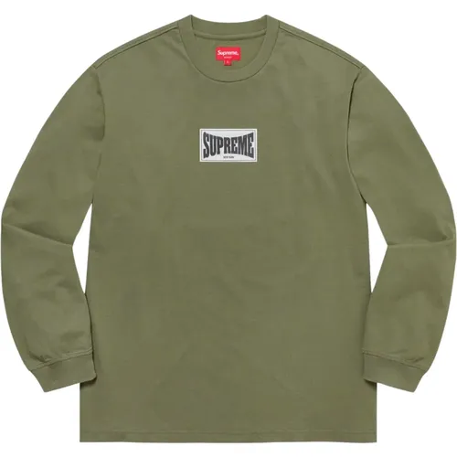 Limited Edition Woven Label Top Olive , male, Sizes: L - Supreme - Modalova