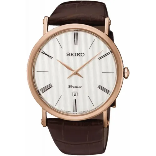 Stilvolle Rosa Herrenuhr Quarz Edelstahl , Herren, Größe: ONE Size - Seiko - Modalova