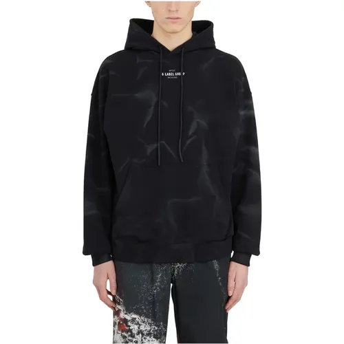 Hoodie with Smoke Print , male, Sizes: L - 44 Label Group - Modalova