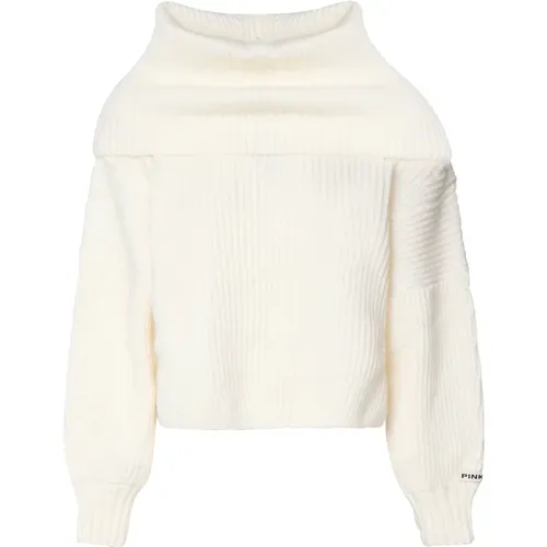 Weiße Oversized Rippstrickpullover , Damen, Größe: M - pinko - Modalova