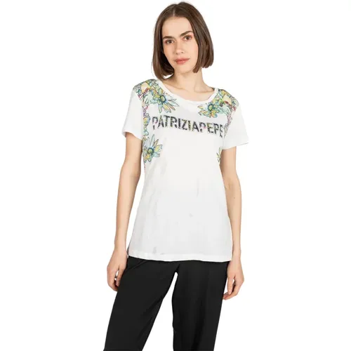 Blumenprint Baumwoll T-Shirt , Damen, Größe: XS - PATRIZIA PEPE - Modalova