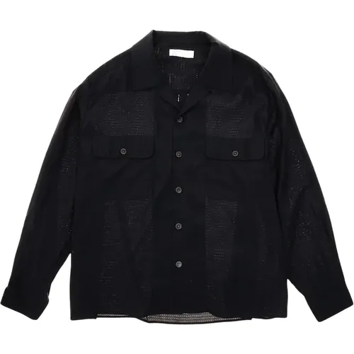 Diamond Pattern Cupro Shirt , male, Sizes: L, M, S - Beams Plus - Modalova