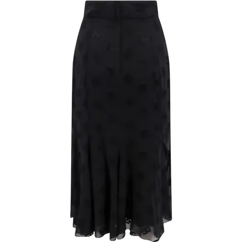 Devoré Silk Skirt with All-Over DG Logo , female, Sizes: S - Dolce & Gabbana - Modalova