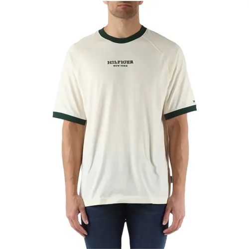 Embroidered Cotton T-shirt , male, Sizes: M - Tommy Hilfiger - Modalova