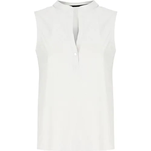 Weißes ärmelloses Shirt mit Kontrastmuster , Damen, Größe: M - RRD - Modalova