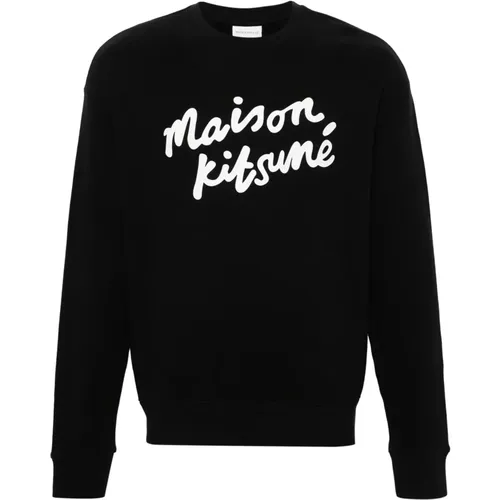 Bequemer Sweatshirt mit Handschrift-Design , Herren, Größe: M - Maison Kitsuné - Modalova