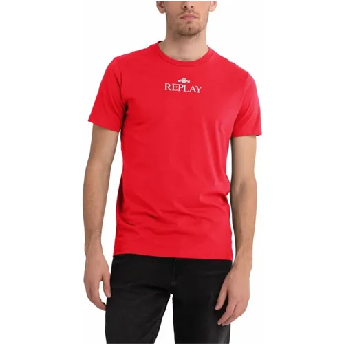 Herren T-Shirt aus 100% Baumwolle , Herren, Größe: XL - Replay - Modalova
