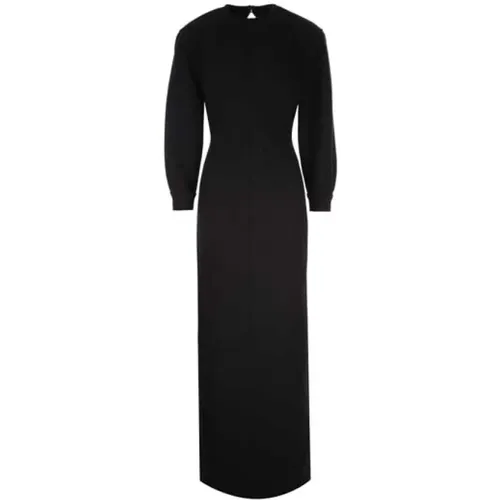 Wool Long Dress with Open Back and High Slit , female, Sizes: M - Saint Laurent - Modalova