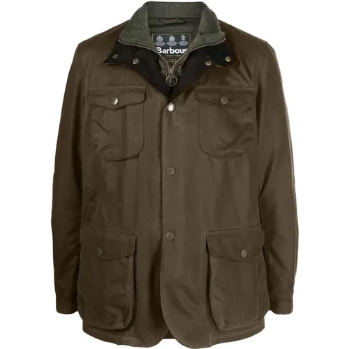 Embroidered Logo Wax Coated Coat , male, Sizes: M - Barbour - Modalova