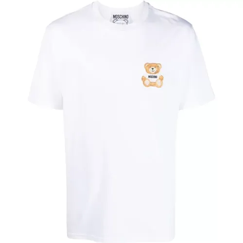 Teddy Bear Patch Cotton T-Shirt , male, Sizes: S, M - Moschino - Modalova