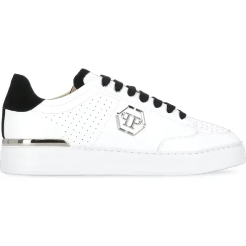 Weiße Ledersneakers mit Metall-Logo , Herren, Größe: 42 EU - Philipp Plein - Modalova