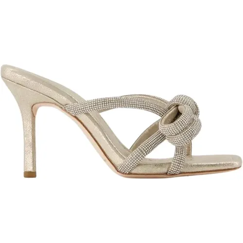 Rhinestone Knot Heeled Mules - Cappuccino Leather , female, Sizes: 2 UK - Loeffler Randall - Modalova