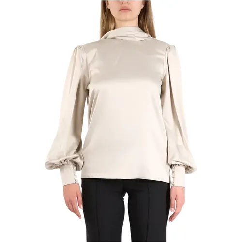 Satin Blouse with Padded Shoulders , female, Sizes: S, L, M, XS - Actualee - Modalova