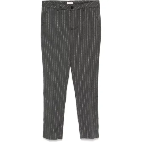 Herringbone Pinstripe Trousers , female, Sizes: L, M, XL, S - Liu Jo - Modalova