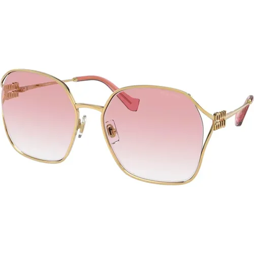 Gold/Rosa Sonnenbrille , Damen, Größe: 60 MM - Miu Miu - Modalova