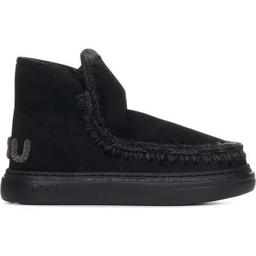 Schwarze Slip-on Sneakers mit Glitzer-Logo , Damen, Größe: 36 EU - Mou - Modalova