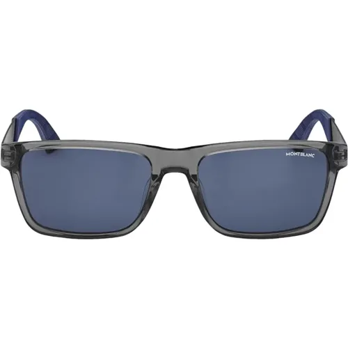 Herren Sonnenbrille mit quadratischem Acetatrahmen in Grau Transparent , Herren, Größe: 54 MM - Montblanc - Modalova