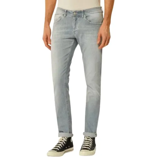 Stretch-Baumwoll-Denim mit Logo , Herren, Größe: W34 - Dondup - Modalova