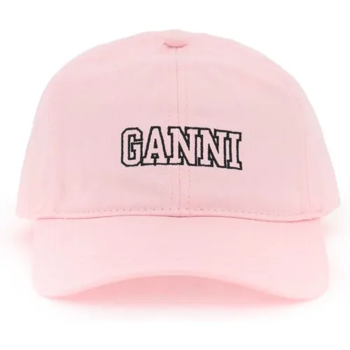 Baseball cap with logo embroidery , female, Sizes: ONE SIZE - Ganni - Modalova