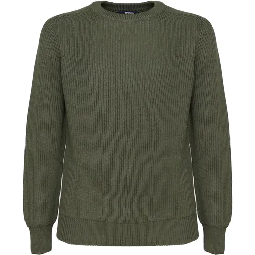 Grüner Wollpullover mit Rundhalsausschnitt , Herren, Größe: XL - K-way - Modalova