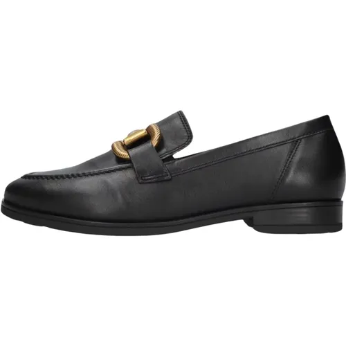 Schwarzer Loafer 422.1 mit Gold Detail , Damen, Größe: 40 EU - Gabor - Modalova