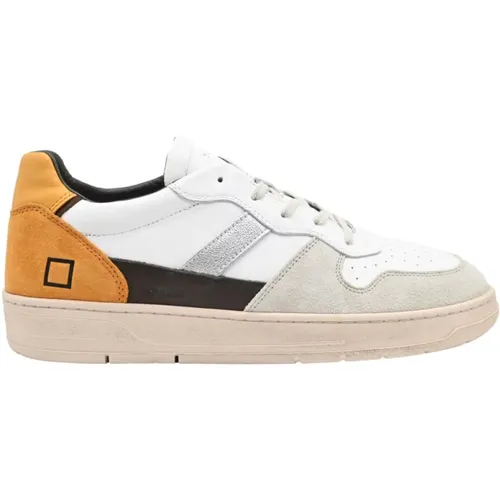 Vintage Court Sneakers White-Ocher , male, Sizes: 11 UK - D.a.t.e. - Modalova