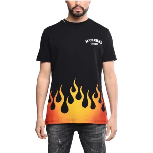 Schwarzes Feuer T-Shirt , Herren, Größe: 3XL - My Brand - Modalova