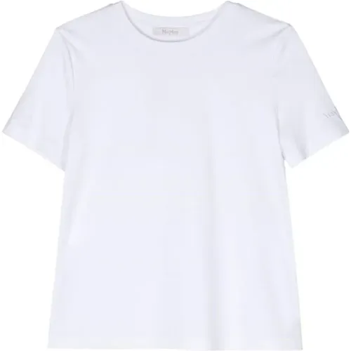 Weißes T-Shirt mit Rundhalsausschnitt , Damen, Größe: M - Max Mara - Modalova