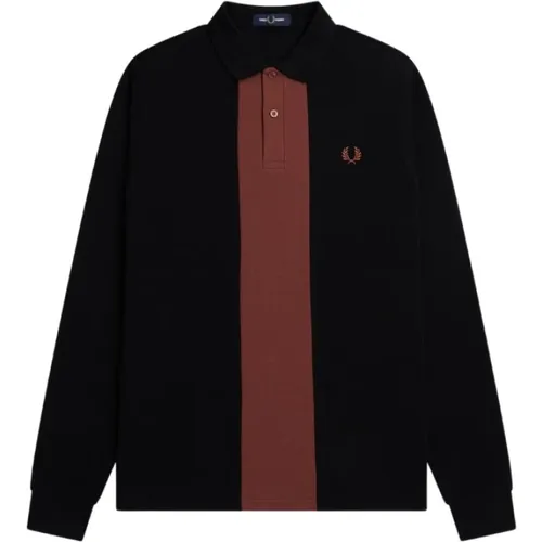 Panelled Long Sleeve Polo Shirt , male, Sizes: XS - Fred Perry - Modalova