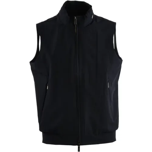 Schwarzes Stoff Gilet mit Versteckter Kapuze , Herren, Größe: 2XL - RRD - Modalova