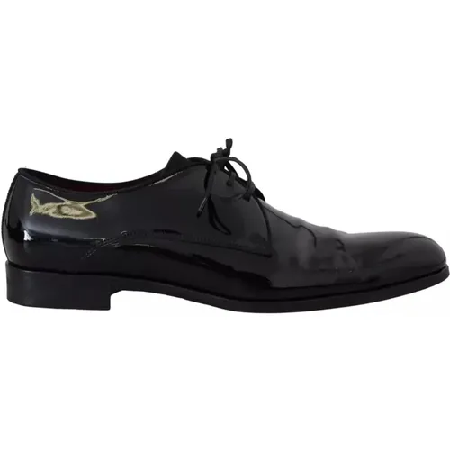 Schwarze Lackleder Schnürschuhe - Dolce & Gabbana - Modalova