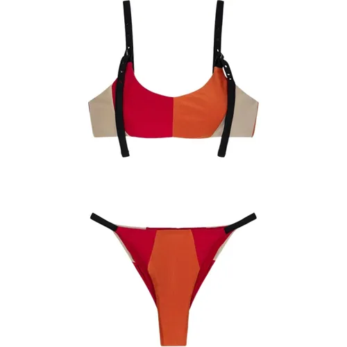 Rotes Bikini Top und Brasilianischer Slip , Damen, Größe: XL - Me-Fui - Modalova