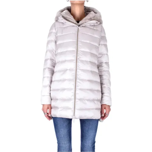 Grey Hooded Coat , female, Sizes: M - Save The Duck - Modalova