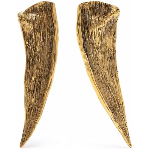 Elegante blattförmige Ohrringe aus strukturiertem Messing - Saint Laurent - Modalova