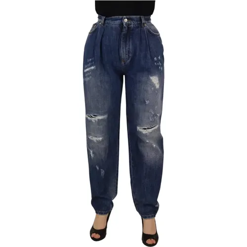 Schicke Blau Gewaschene High Waist Skinny Jeans , Damen, Größe: S - Dolce & Gabbana - Modalova