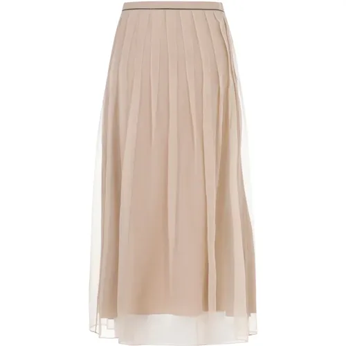 Silk Pleated Skirt , female, Sizes: S - BRUNELLO CUCINELLI - Modalova