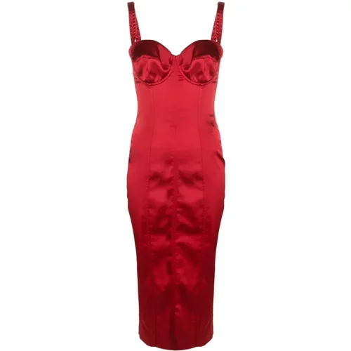 Silk Midi Dress , female, Sizes: M - Dolce & Gabbana - Modalova