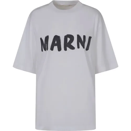 Logo-print Cotton T-shirt , female, Sizes: 2XS, 3XS, XS - Marni - Modalova