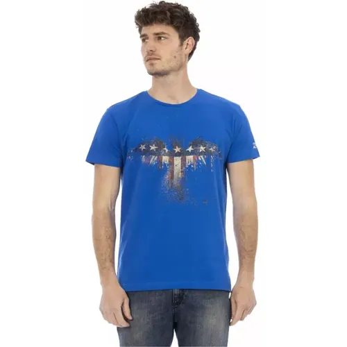 Stilvolles Blaues T-Shirt mit Druck , Herren, Größe: L - Trussardi - Modalova