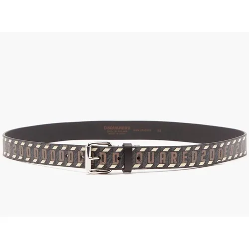 Monogram Logo Leather Belt , male, Sizes: 105 CM - Dsquared2 - Modalova