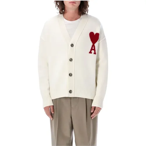 White Knitwear Cardigan Aw23 , male, Sizes: XL - Ami Paris - Modalova