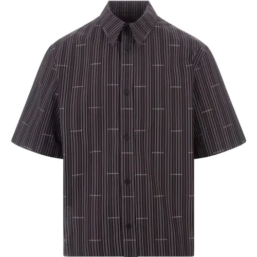 Striped Logo Shirt Black Grey , male, Sizes: L - Givenchy - Modalova