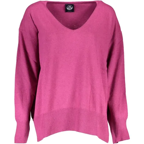 Chicer Lila Wollmischung V-Ausschnitt Pullover , Damen, Größe: XS - North Sails - Modalova