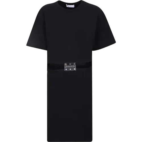 Schwarzes T-Shirt-Kleid mit Ausschnitt - JW Anderson - Modalova