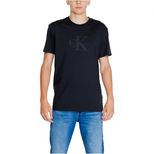 Herren T-Shirt Monologo Applique , Herren, Größe: S - Calvin Klein Jeans - Modalova